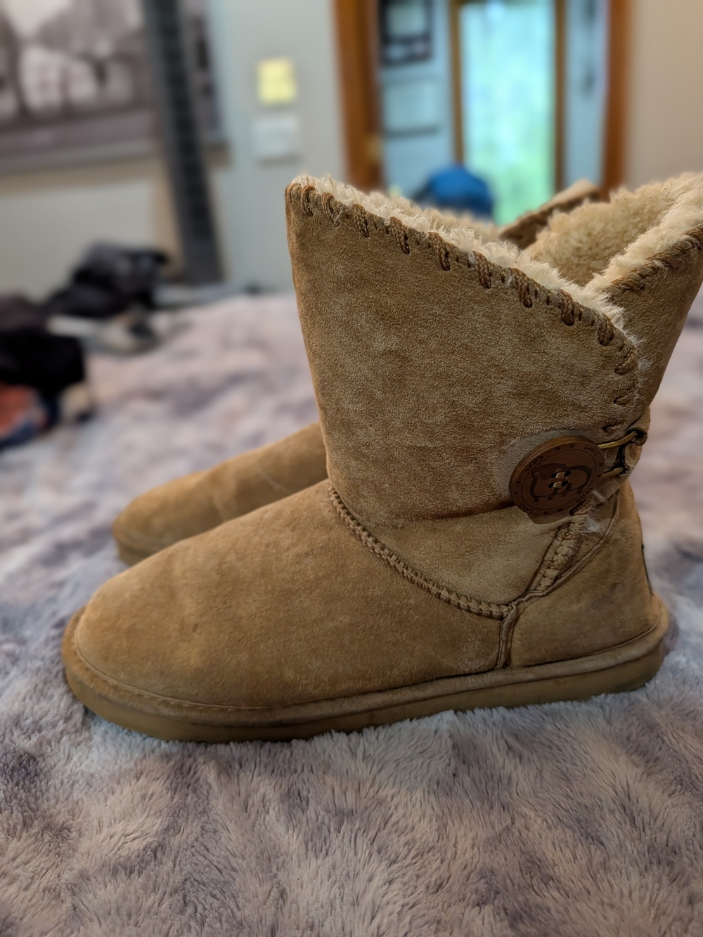Lamo Suede Leather Faux Fur Lined Water Resistant Snowmass Winter Ankle Boots CH
